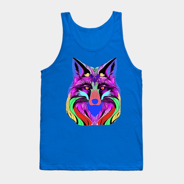 COLOURFUL FOX HEAD Tank Top by sailorsam1805